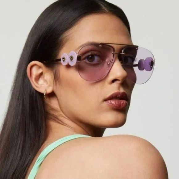 Versace VE2250 14871A Sunglasses Gold Light Violet Pilot Women - Picture 5 of 13